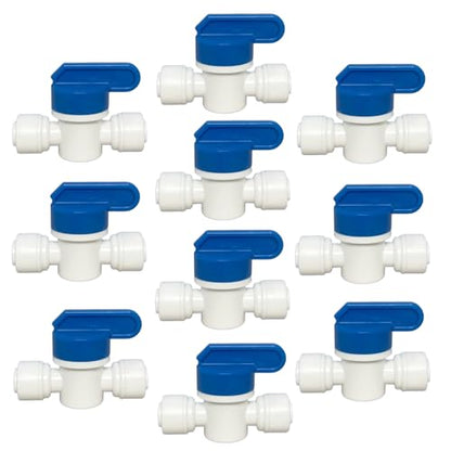 1/4 inch OD Tubing&Hose&Pipe Use Inline Shut Off Ball Valve Plastic Quick Connect Fittings for Water Purifier RODI System (Pack of 10) - style: 1/4 inch ball valve(10)
