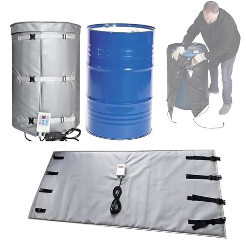 IBC Tote Heater Blanket, 55 Gallon/275 Gallon Heating Pad for Winter, Full Cover IBC Tote/Tank Heater Blanket Oil Drum Heater, Metal Drum Heater, Adjustable Temp 0~150℃ Grey-55Gallon/200L - color: Gray, size: 55Gallon/200L
