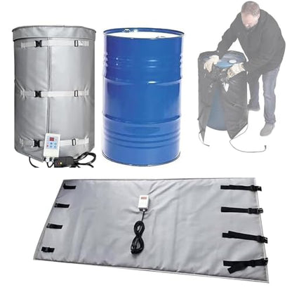 IBC Tote Heater Blanket, 55 Gallon/275 Gallon Heating Pad for Winter, Full Cover IBC Tote/Tank Heater Blanket Oil Drum Heater, Metal Drum Heater, Adjustable Temp 0~150℃ Grey-55Gallon/200L - color: Gray, size: 55Gallon/200L