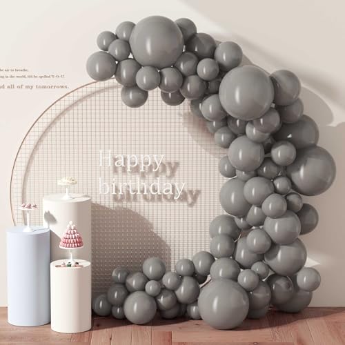 DECOCKRAT 130PCS Gray Balloons, Latex Balloons Different Sizes 18/12/10/5 Inch, Helium Balloons with Ribbon, Party Balloon Set for Birthday Wedding Graduation Anniversary Baby Shower Decorations. - color: 05 Gray
