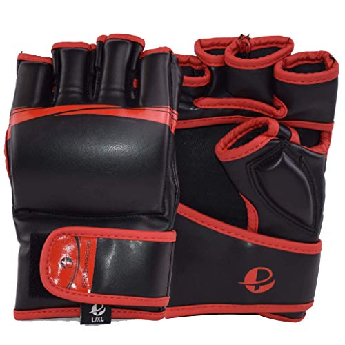 PFG Elite MMA Gloves - High Grade Artificial Leather - MMA Boxing Muay Thai Training & Fight - color: Red, size: Large-X-Large