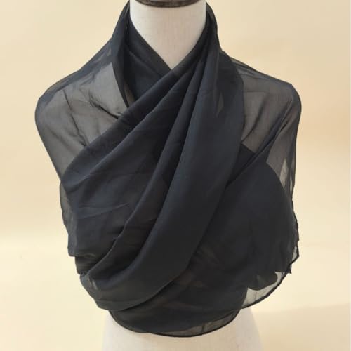 Utaly Lightweight Chiffon Scarf for Women Long Chiffon Sheer Scarf Ladies Fashion Sun-proof Shawls Wrap - color: Black
