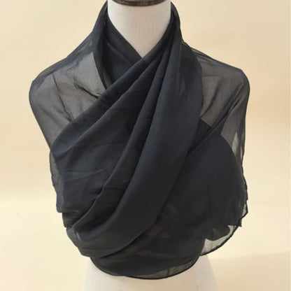Utaly Lightweight Chiffon Scarf for Women Long Chiffon Sheer Scarf Ladies Fashion Sun-proof Shawls Wrap - color: Black