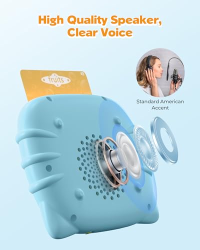 Airbition Talking Flash Cards for Toddlers 1 2 3 4 Year Olds, Montessori Language Learning Toys with 224 Words, Pocket Speech Therapy Toys, and Speech Development Educational Playthings for Children - style: 224 Words English Blue