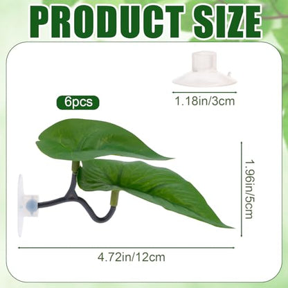 6pcs Double Layer Betta Leaf Hammock, Realistic Plastic Big & Small Leaf Fish Tank Decor with Suction Cups Branches Aquarium Plants for Betta Fish Resting Bed Spawning Ground - style: Style B