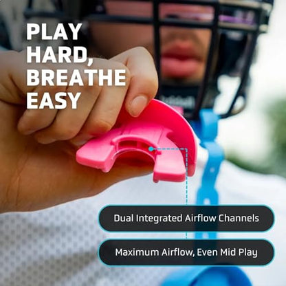 Markwort Vettex Doubleguard Mouthguard for Football, Lacrosse, Braces - Breathable Mouth Guard with Lip Protection and Strap - Youth, Lime - color: Lime