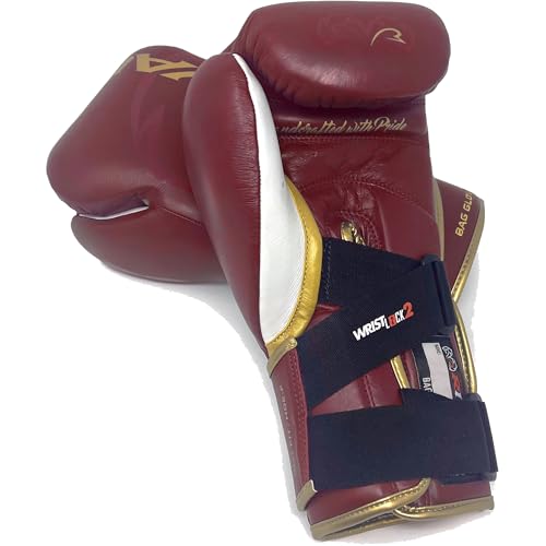 RIVAL Boxing RFX-Guerrero-V Bag Gloves, Multi-Layered Inner Foam Padding (HDEF), Premium Leather, Wrist Lock 2 System - color: Burgundy/Gold, size: 10 oz.