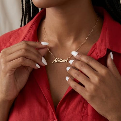 Custom Arabic Name Necklace for Women, 14K Solid Gold or Gold Vermeil 925 Silver, Mothers Day Gift for Mom, Wife, Grandma, Christmas Jewelry for Women