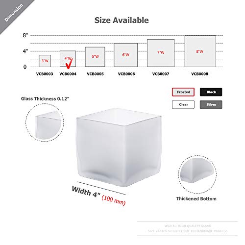WGV Cube Glass Vase, Candle Holder, 5"x5"x5", Frosted Elegant Floral Accent Container Planter Terrarium Storage for Wedding Party Ceremony Event Office Home Decor, 1 Piece - size: 5" Frosted