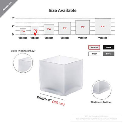 WGV Cube Glass Vase, Candle Holder, 5"x5"x5", Frosted Elegant Floral Accent Container Planter Terrarium Storage for Wedding Party Ceremony Event Office Home Decor, 1 Piece - size: 5" Frosted