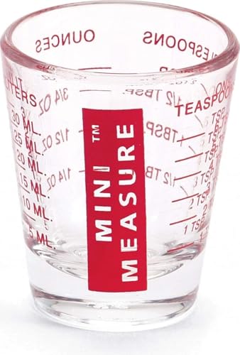 Kolder Mini Measure Heavy Glass, 20-Incremental Measurements Multi-Purpose Liquid and Dry Measuring Shot Glass, Red - color: Red, size: Single