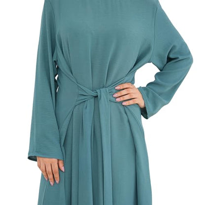 Abaya Dress for Muslim Eid Prayer Jilbab Dubai Women Maxi Kaftan Islamic Salah Dress Soft Muslim Women Clothes - color: Bluea, size: Medium