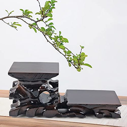 GOLDY&WENDY Rectangular Oriental Handmade Rosewood Pedestal Base | Vase Teapot Buddha Statue Ornament Display Stand Pedestal, Traditional Craft Display Base