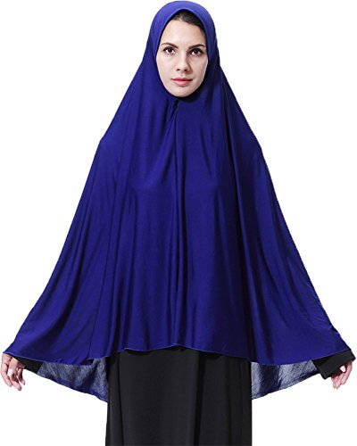 Ababalaya Women's Elegant Modest Muslim Islamic Ramadan Soft Lightweight Jersey Hijab Long Scarf - color: Sapphire, size: Medium