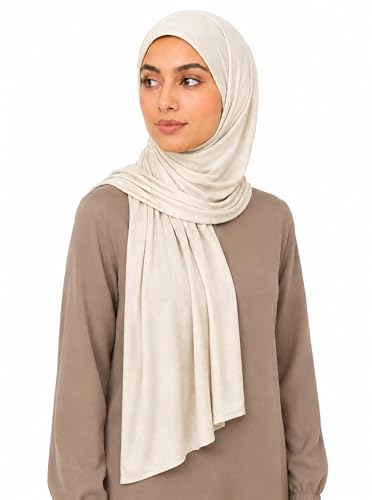 Easy Hijab for Women, Stretch Rayon Jersey Scarf, Solid Color - color: Mctls2539-beige