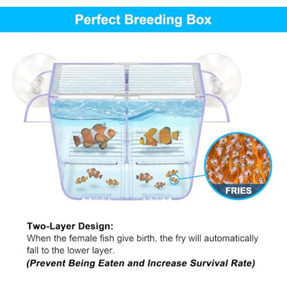 DaToo Fish Breeding Box Aquarium Holding Tank Transparent Fish Isolation Box Acclimation Hatchery Incubator Breeder for Betta Shrimp Clownfish Guppy(Size S)