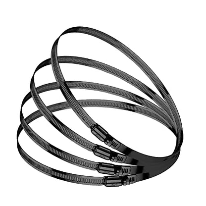 BOTTEN 4pcs Black Hose Clamp,5-6 Inch(130-152mm)304 Hose Clamps Stainless Steel Adjustable Worm Gear Hose Clamps Assortment Kit,radiator hose clamps fuel line clamps - size: 5''–6''