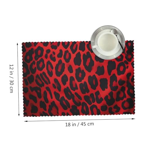 Placemats Set of 4 Heat Resistant Red Leopard Pattern Place mat for Dining Table Non-Slip Table Mats Desktop Protection Pad Washable Place Mats for Kitchen Dining Outdoor - color: Red Leopard Pattern