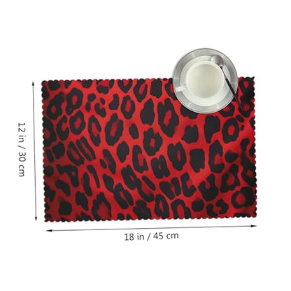 Placemats Set of 4 Heat Resistant Red Leopard Pattern Place mat for Dining Table Non-Slip Table Mats Desktop Protection Pad Washable Place Mats for Kitchen Dining Outdoor - color: Red Leopard Pattern