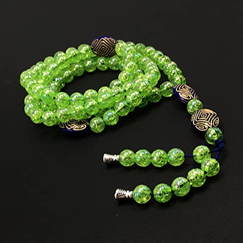 -8MM -99 Beads Necklace DHIKR TASBIH Collection- Imitation Acrylic Muslim Beads-Tesbih-Tasbih-Tasbeeh-Misbaha-Masbaha-Subha-Sebha (Shiny Light Green) - color: Shiny Light Green