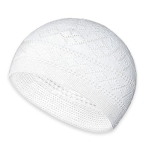 Kufi Hats for Men, Muslim Clothes for Men,%100 Breathable Skull Beanie, Crochet Cap, Handicraft Taqiyah, Cufi, Kufe - color: White Color, style: 1 Piece