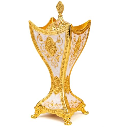 Bakhoor Incense Burner, 11Inches Charcoal Incense Burner - for Yoga, Spa Aromatherapy, Office & Home Decor, Trophy Shape (Gold) - color: Gold