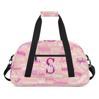 Custom Dance Bag for Girls with Name, Light Pink Background | Personalized Kids Gym Bag Customized Travel Sports Duffel Bag Name - color: Color 23