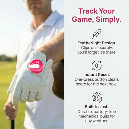 Mini Golf Score Counter with Reset – Easy Attach to Scorekeeper Gloves, Compact Stroke Tracker for Golf Games