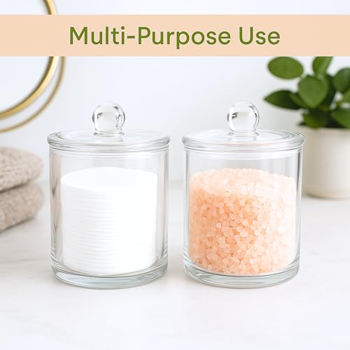 Acrylic Qtip Holder Bathroom Set, Bathroom Containers with Lids, Clear Plastic Apothecary Jars, Q Tip Holder Bathroom Set, Cotton Swab Holder, Cotton Ball Holder (Pack of 2) - size: Pack of 2