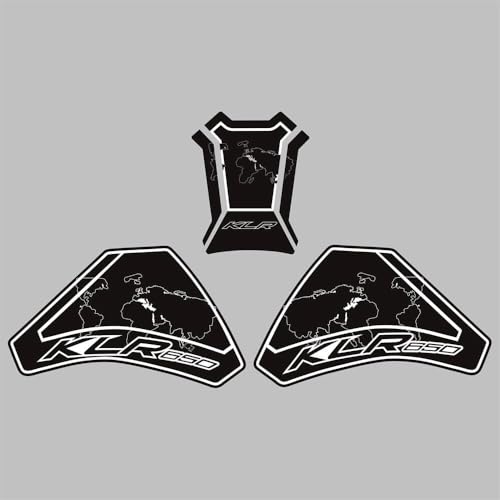 KLR650 Tank PAD Front Side Tank Pad Fuel Stickers Compatible with Klr650 2022-2025 3D Gel Tank Fuel Gip Decal KLR650 Sticker Pad(Black) - color: 1441-1 Black