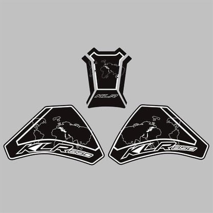 KLR650 Tank PAD Front Side Tank Pad Fuel Stickers Compatible with Klr650 2022-2025 3D Gel Tank Fuel Gip Decal KLR650 Sticker Pad(Black) - color: 1441-1 Black