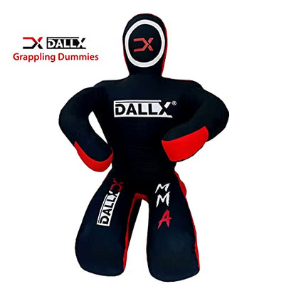 DALLX MMA Grappling Dummy BBJ Wrestling Brazilian Jiu Jitsu Punching Bag Judo Karate Throwing Boxing Fighting Dummy Self Defense Sitting Position – UNFILLED - color: BLACK RED, size: 4FT