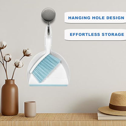 Mini Broom and Dustpan Set Small Dust pan & Brush Set Portable Cleaning Tools for Home Office RV Camping Learning (Blue) - color: Blue