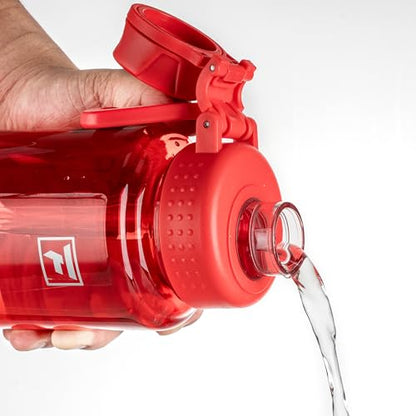 Fanhaw 32 oz Clear BPA-Free Tritan Water Bottle with Fast-Flow Spout Lid, BPA-Free & Leak-Proof Wide-Mouth Reusable Bottle for Gym, School & Office, Back to School Essentials (Red) - color: Red