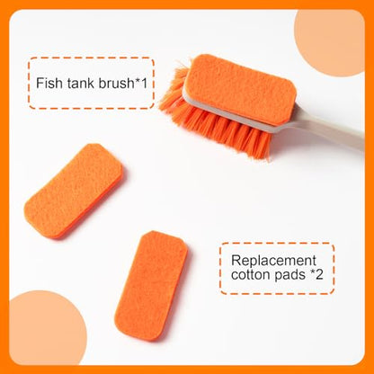 Small Fish Tank Cleaner Brush, Algae Scraper for Aquarium, Glass Aquarium Cleaning Tool, Fish Tank Cleaner Adapted for Glass and Acrylic Aquariums - color: Orange