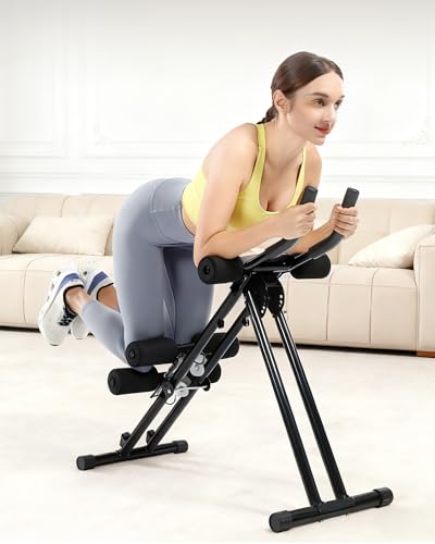 GuuG Ab Machine Ab Trainer Machine : Adjustable Ab Machine for Stomach Workout at Home Gym Ab Workout Foldable Core Strength Training Equipment Home Gym System - style: Black Ab Trainer Machine