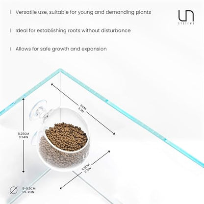 Ultum Nature Systems Glass Cup - Glass Plant Holder/Coral Isolation for Aquarium, Fish Tank Planter, Aquatic Plant Pot w/Clear Suction Cups, Hanging Glass Pot, Aquascape Decorations - 1 Pc