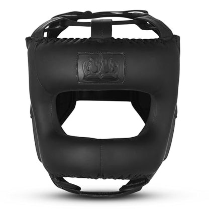 Full Face Boxing Headgear Boxing Sparring Men Women, a Complete Package for MMA and Kickboxing Trainees, Muay Thai Boxing Safety Head Guard - color: Dull-Black