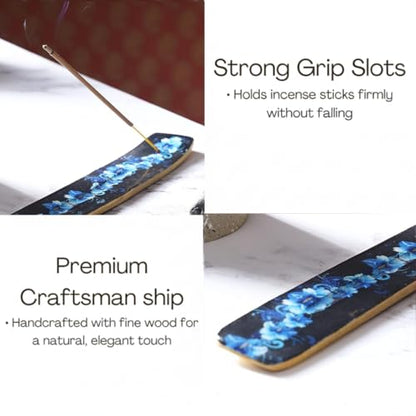 Bless-International Traditional-Handmade-Burner Wooden-Incense-Stick-Holder Ash-Catcher-Stand for-Aromatherapy-Meditation-Yoga (Meditation Time) 10 Inches, Pack of 1 - color: Meditation Time,10 Inch, size: One Holder