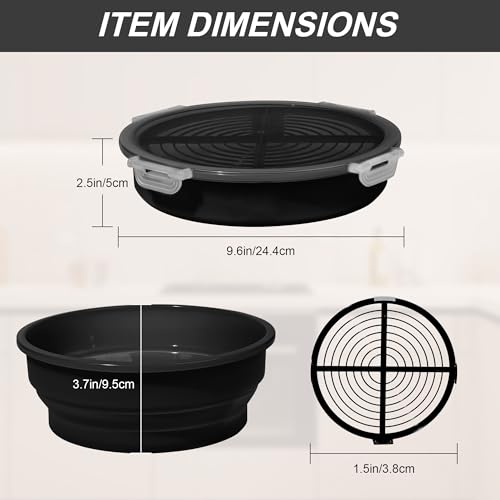 Collapsible Batter Bowl - Breading Bowl Shaker with Lid, Black - color: Black