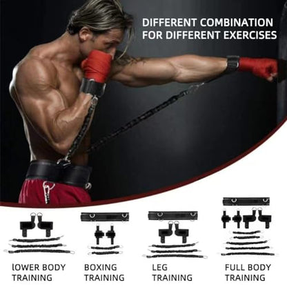 Boxing Resistance Bands, Full Body Physical Workout Trainer | Leg Strength and Agility Speed Trainer, Power Punch Pro for MMA, Volleyball Basketball Football Training Equipment