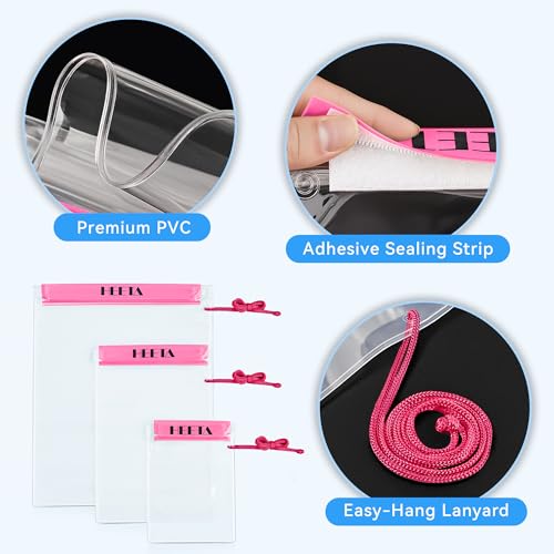 HEETA 5-Pack Clear Waterproof Dry Bag Pouch Document Holder for Phone Maps | Water Tight Case for Camera Document, Screen Touchable for Boating Kayaking Paddle Board Swimming Beach Waterpark Fishing - color: Pink