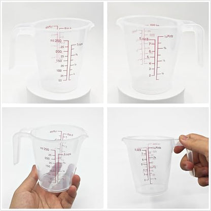 Plastic Measuring Cup 2Pcs 250ML Measuring Mug 8/16oz with Handle Graduated Pitcher for Baking Flour Oil Powder Cooking Kitchen Measure Container Stackable (250ML/0.06Gal) - color: 250ML