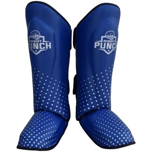 PU Leather Shin Guards for Kickboxing, MMA, Muay Thai Training, Protective Shin Pads - color: Blue\Silver, size: X-Small