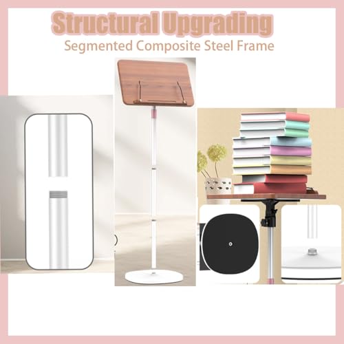 Adjustable Standing Book Stand,Book Reading Stands,Wood Music Sheet，Podium& Bible& Cookbooks Display Stands.Goodbye to Head Down Fatigue Adjustable Viewing Angle (White, 35in) - color: White, size: 35in