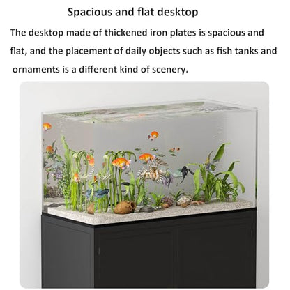 Home Office Fish Tank Stand, Professional Metal Aquarium Stand Storage Shelf Heavy Duty Breeder Turtle Terrarium Stand Rack, Reptile Tank Stand with Lockers，Fish Tank Cabinet - color: Black, size: 40*40*70cm