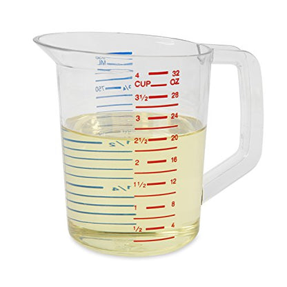 Rubbermaid Commercial Products Bouncer Clear Measuring Cup 4-Cup/1-Quart Clear Strong Food Grade Easy Read for Liquid/Dry Ingredients for Home/Professional Kitchen 32-Ounce (Pack of 6) - size: 32-Ounce (Pack of 6)