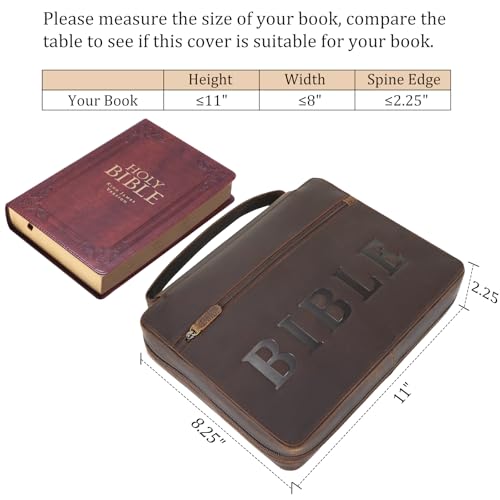 Polare Cowhide Leather Bible Cover Church Bag Book Protective Case Holder
