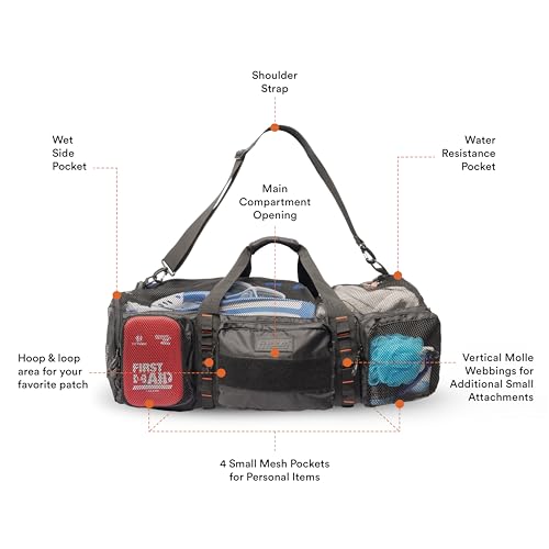 Fitdom 90L 29" Large Mesh Duffle Bag for Scuba, Snorkeling & Water Sports | Quick Dry Mesh with Wet Pocket, 2 Water Resistant Pockets & Large Side Pocket for Swimming, Diving, Beach, Pool & Travel Gear