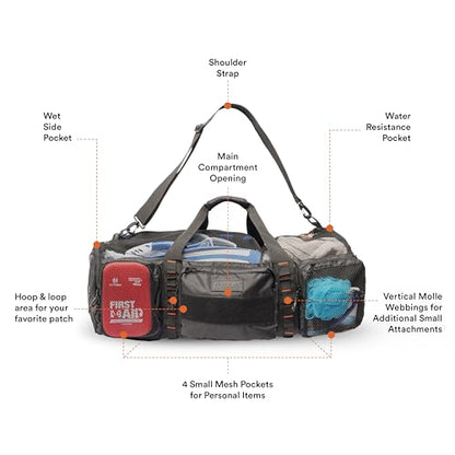 Fitdom 90L 29" Large Mesh Duffle Bag for Scuba, Snorkeling & Water Sports | Quick Dry Mesh with Wet Pocket, 2 Water Resistant Pockets & Large Side Pocket for Swimming, Diving, Beach, Pool & Travel Gear